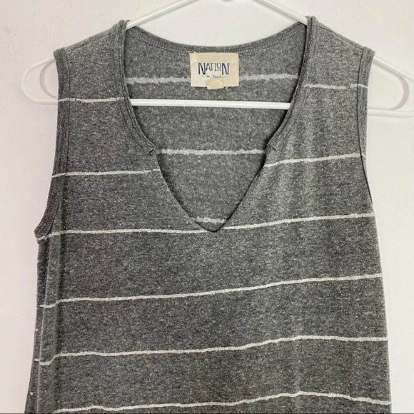 Nation LTD Striped Gray White Sleeveless Casual Knit Tee Tank Dress Womens XS - Picture 3 of 8